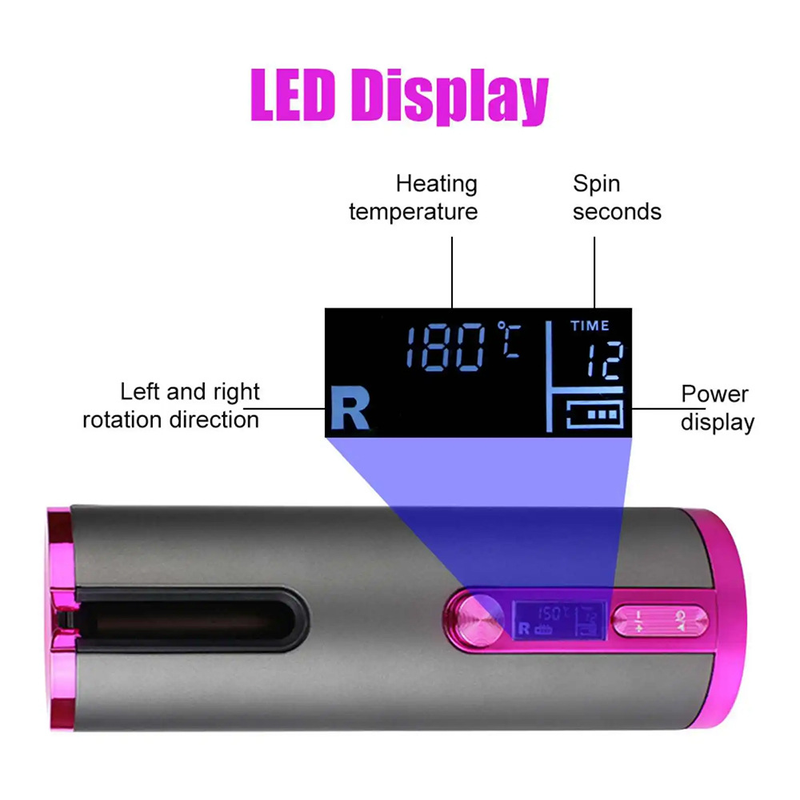 Tragbares automatisches Lockengerät mit USB-Aufladung, multifunktional, intelligent, kabellos, automatische Rotation, faules Lockenhaar_voghion.com