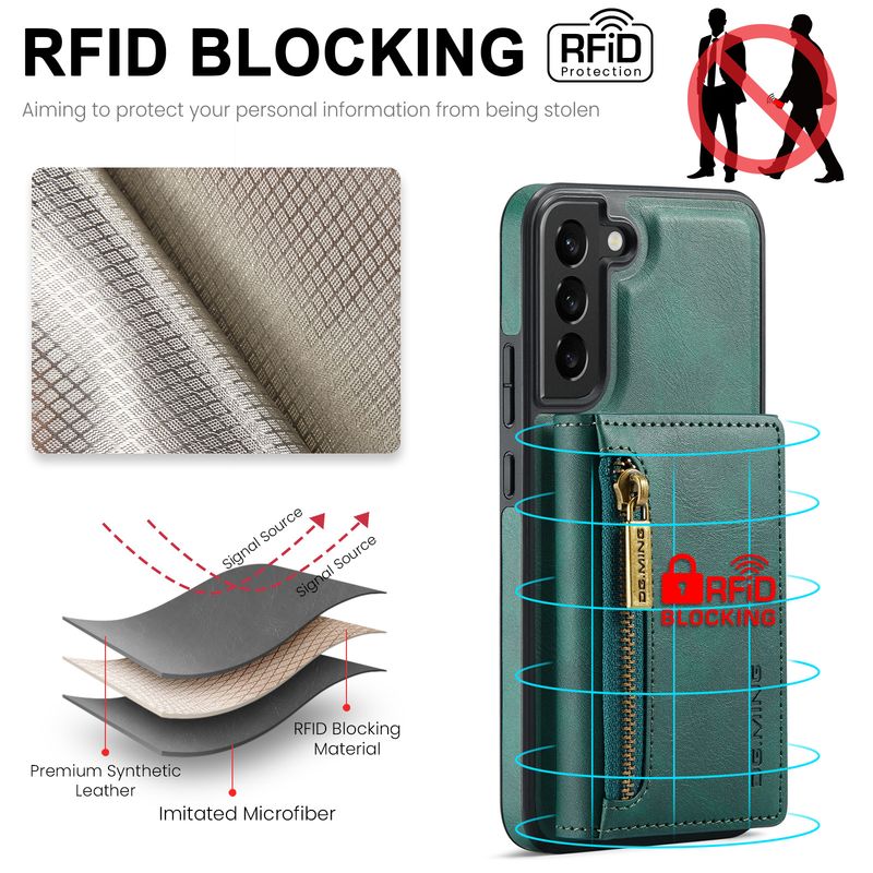 M5 Samsung S22 pretaizdzīšanas birstes RFID rāvējslēdzēja maka telefona maciņam S22 Plus magnētiskais piesūcekņa sadalītais aizsargmaciņš_voghion.com