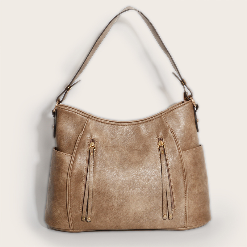 European and American retro tote bag double zipper tassel women's portable shoulder bag women's bag_voghion.com
