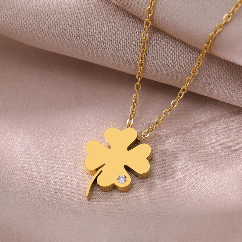 2025 Damesmode Cacana roestvrijstalen modieuze plantenvormige hangerketting, avondketting_voghion.com