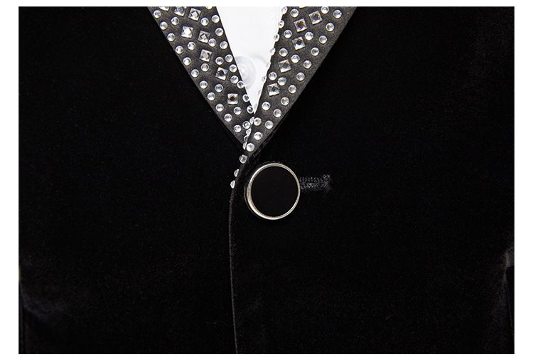Costum de performanță negru pentru bărbați, costum de rochie pentru cântăreț, performanță pe scenă, gazdă, artă, examinare, EMCE, costum slim, jachetă_voghion.com