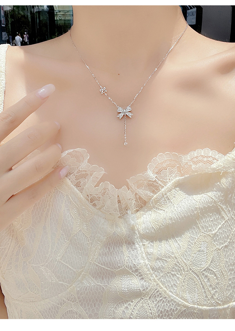 Collana con fiocco per donna Collana con ciondolo con fiocco alla moda Regalo di gioielli per donne e ragazze_voghion.com