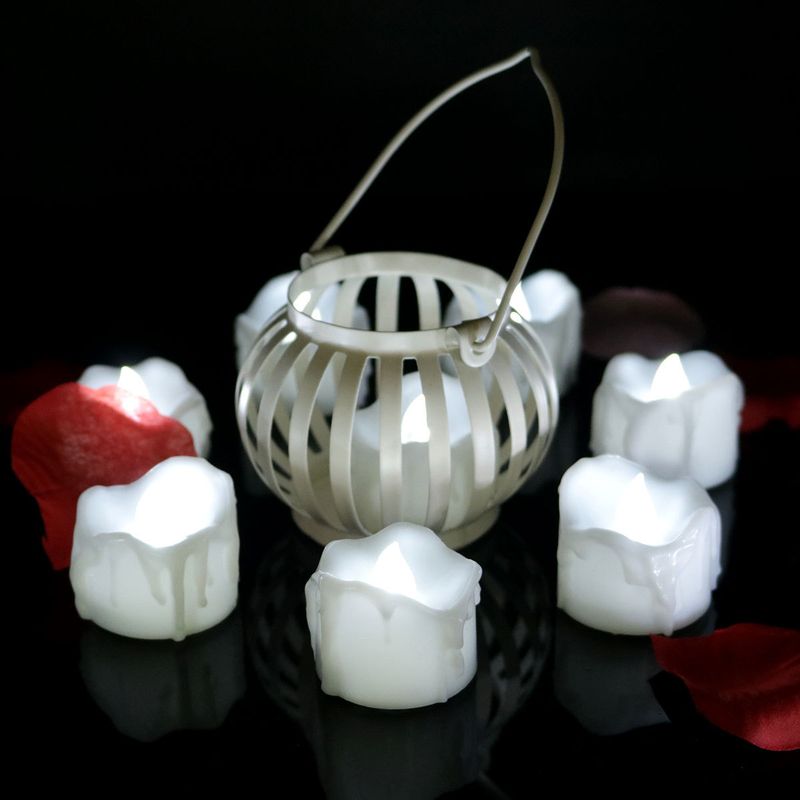 Bougies LED télécommandées – Effet scintillant et goutte d'eau pour anniversaires, mariages, Halloween et Noël (blanc chaud/froid/jaune, lot de 6)_voghion.com