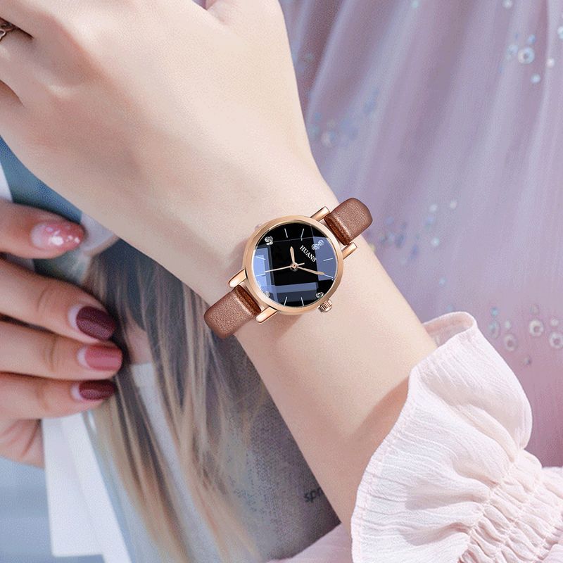 ins stile piccolo quadrante sottile cinturino in PU orologio al quarzo orologio da studente orologio da donna set regalo_voghion.com