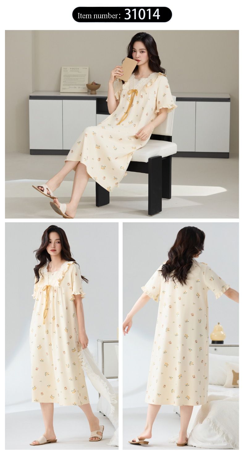 Camicia da notte in puro cotone, classe A, estiva, a maniche corte, da donna, estiva, da casa, taglia grande_voghion.com