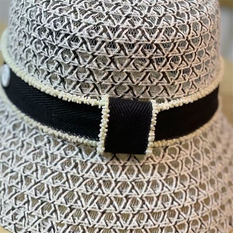 Unisex Temperament letters bucket Fisherman hat Straw hat children outing shade white basin hat tide_voghion.com