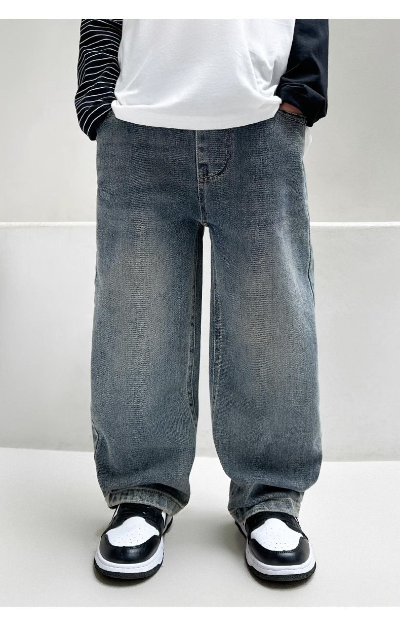 Pantalones vaqueros de primavera y otoño para madres e hijos, pantalones rectos para niños de talla mediana y grande, además de pantalones casuales de terciopelo._voghion.com
