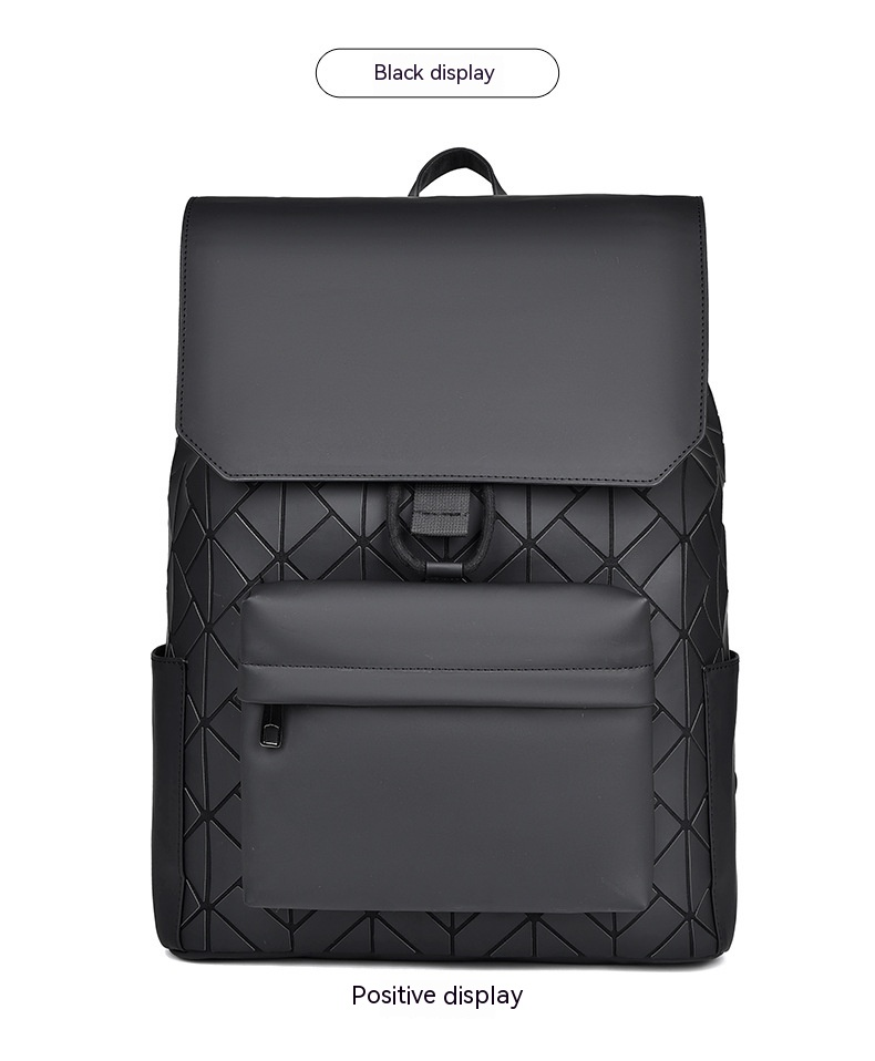 Trendy Casual Geometric Diamond Grid Men's Backpack, Fashionable And Versatile Instagram Large Capacity High-end_voghion.com