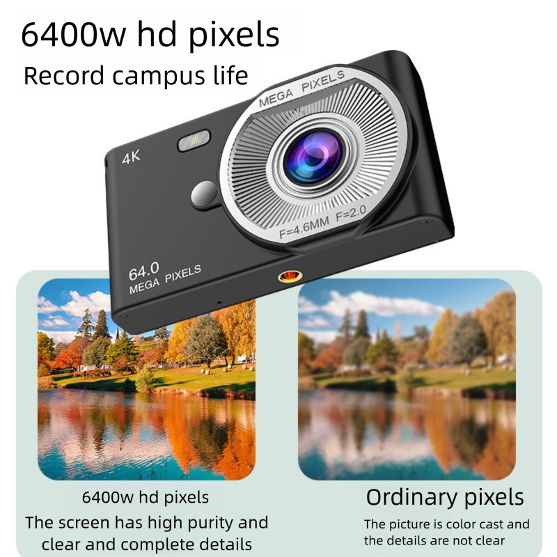 Nova câmera digital CCD de alta definição para estudantes, zoom de 16x, capacidade para selfies, transferência para celular, câmera de beleza_voghion.com