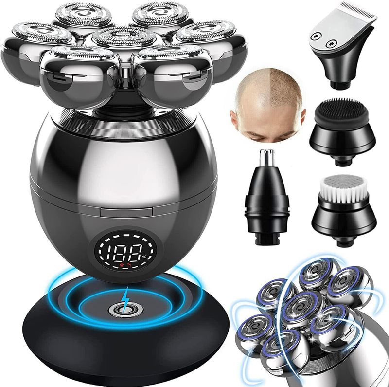 7D 5in1 Rasierapparate Glatze Rasierer für Männer Schnurloser Nass-Trocken-Elektro-Haarentferner_voghion.com