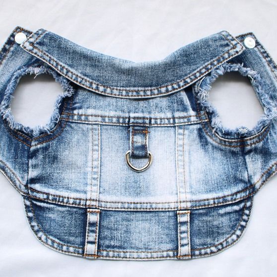Haustierkleidung mit Leinenring für Panda Teddy Hund Frühling Sommer Herbst Winter Jeansweste_voghion.com