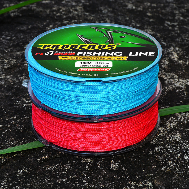 4-strand 100m Strong Horse Fishing Yellow/Blue/Red/Grey/Green 5 Colors PE 0.4#-10#Braided Line Green Label_voghion.com