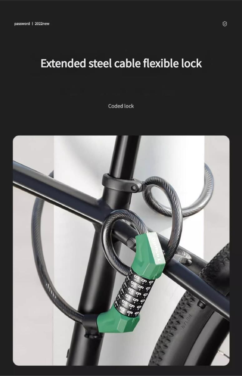 Ensemble d'accessoires antivol pour vélo de route et de montagne, avec mot de passe à 6 chiffres_voghion.com