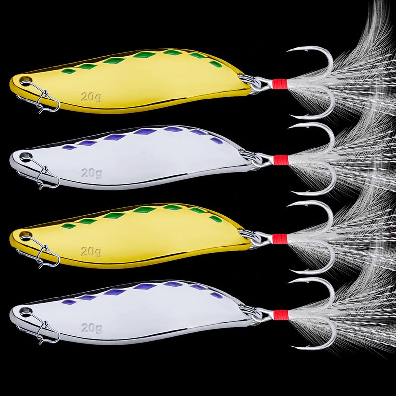 6#Esca da pesca in metallo con esche bianche a forma di striscia, con piume di paillettes sanguigne e design dell'amo con scanalatura sanguinea_voghion.com