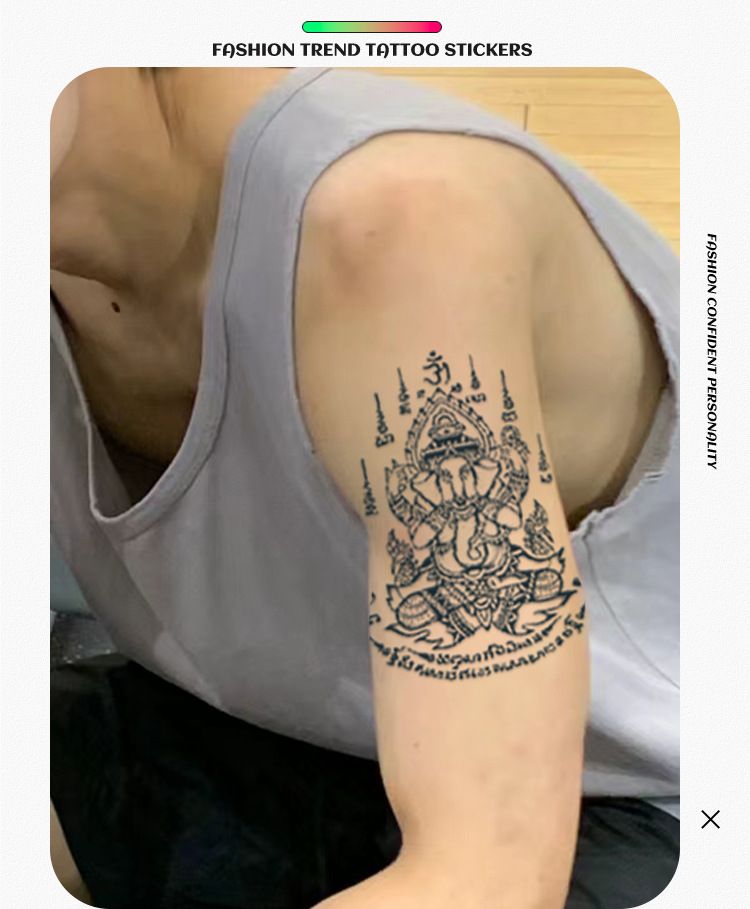 Sanskrit & Tibetan Temporary Tattoo Stickers – Waterproof Fake Tattoos For Arms & Belly, Realistic Semi-Permanent Design, Luxury Boho Style_voghion.com