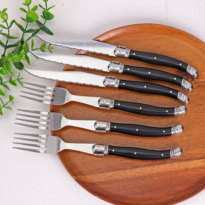 Set da bistecca Laguiole Elite da 6 pezzi - Manico in ABS a codolo intero_voghion.com