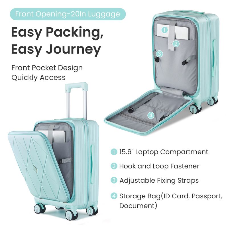 Luggage Sets 3 Piece(20/24/28), Expandable Carry On Luggage With TSA Lock Airline Approved, 100% PC Hard Shell And Lightweight Suitcase With Front Pocket And Spinner Wheels_voghion.com