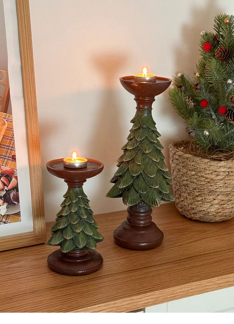 Ins Weihnachtsbaum Kerzenhalter Harz Ornament Dekoration für Tischplatte Esstisch Eingangsbereich Foto Requisiten_voghion.com
