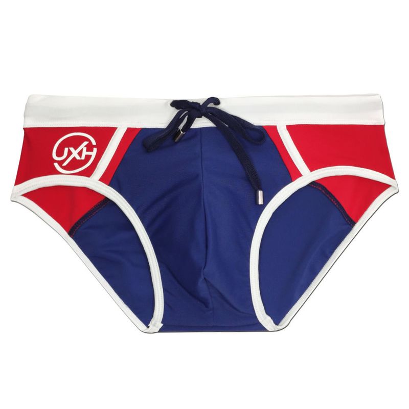 UXH Summer Sexy Block Men's Swim Trunks Fashion Contrast Color Swimsuit Bikini Beach Triangle Shorts Men_voghion.com