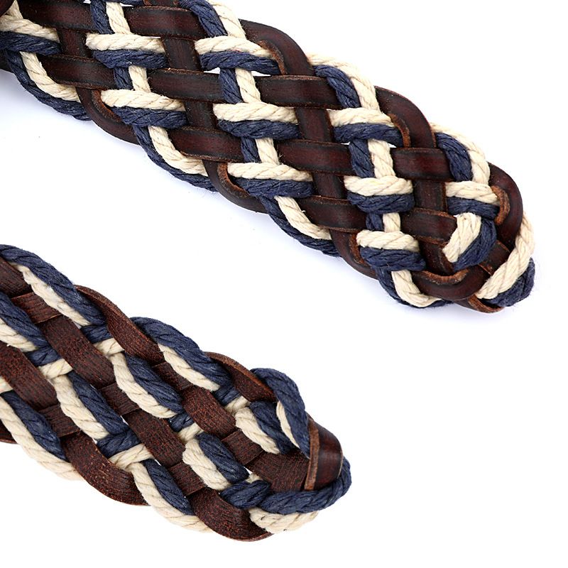 Cintura intrecciata da uomo e da donna senza elasticità, stile alla moda, diametro interno orale di 3,0 cm, corda cerata, intreccio misto_voghion.com
