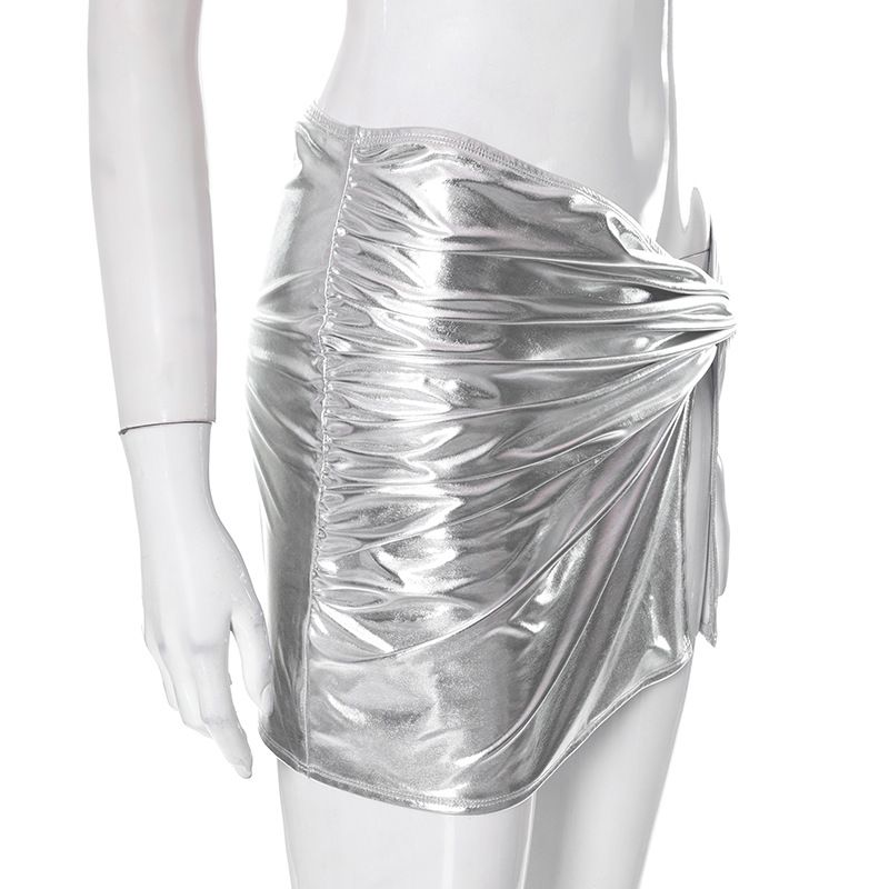 Minigonna casual da donna in pelle PU nuova autunno autunno kink split_voghion.com