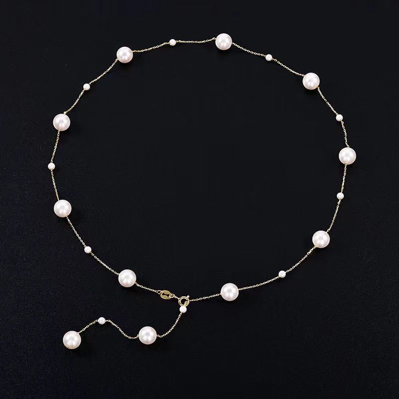 Argento puro con 4 diversi metodi di indossaggio, collana di perle stellate, lusso leggero, sensazione di alta qualità, versatile_voghion.com