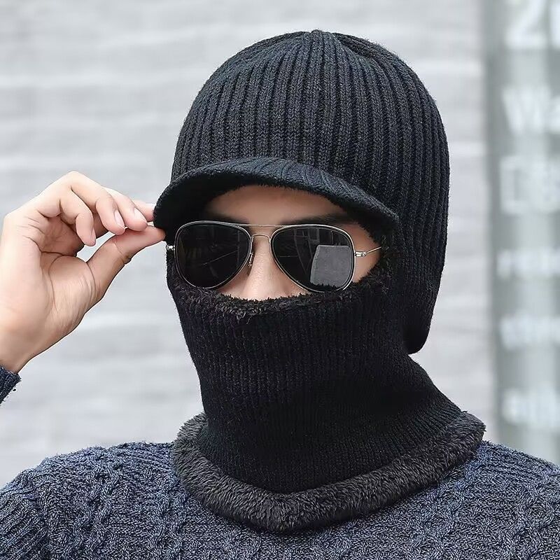 Winter Men's Women's Cycling Hood, Neck Protection, Warm Elastic Thick Knitted Yarn Hat, Windproof And Face Covering Hat_voghion.com