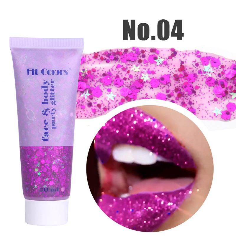 Gel de maquillage de scène Écailles de sirène Visage Corps Lèvres Paillettes Fard à paupières Polarisation colorée_voghion.com