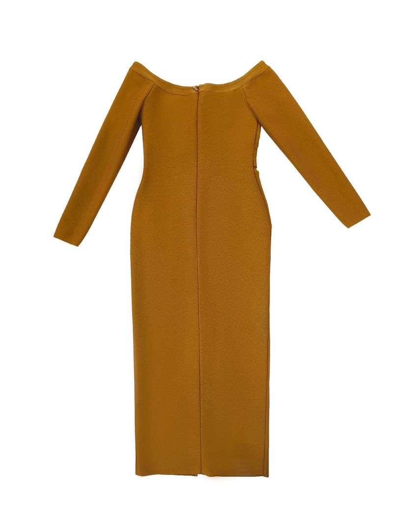 Elegante abito francese con spalle scoperte, pizzo floreale e applicazioni 3D per donna – Abito da sera aderente a vita alta_voghion.com
