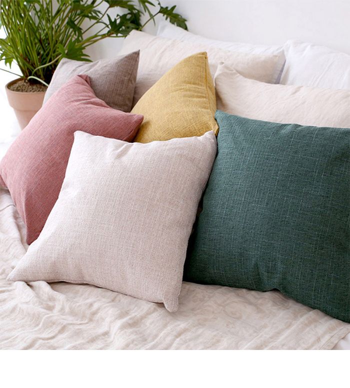 Kissenbezug, 45 x 45 cm, Kissenbezüge, Leinen, einfarbig, dekorative Kissen für Couch, Schlafzimmer_voghion.com