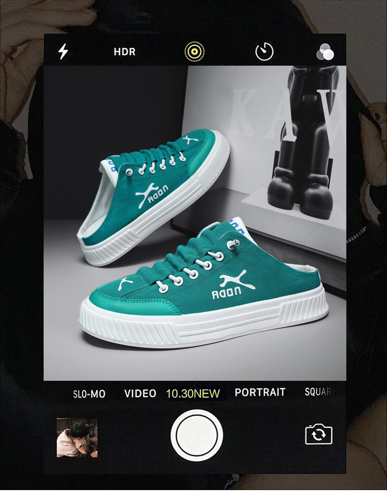 Canvas Herrenschuhe 2023 neue Sommer atmungsaktive faule Slip-on Half-Drag All-Match Heelless Casual Sports trendige Schuhe_voghion.com