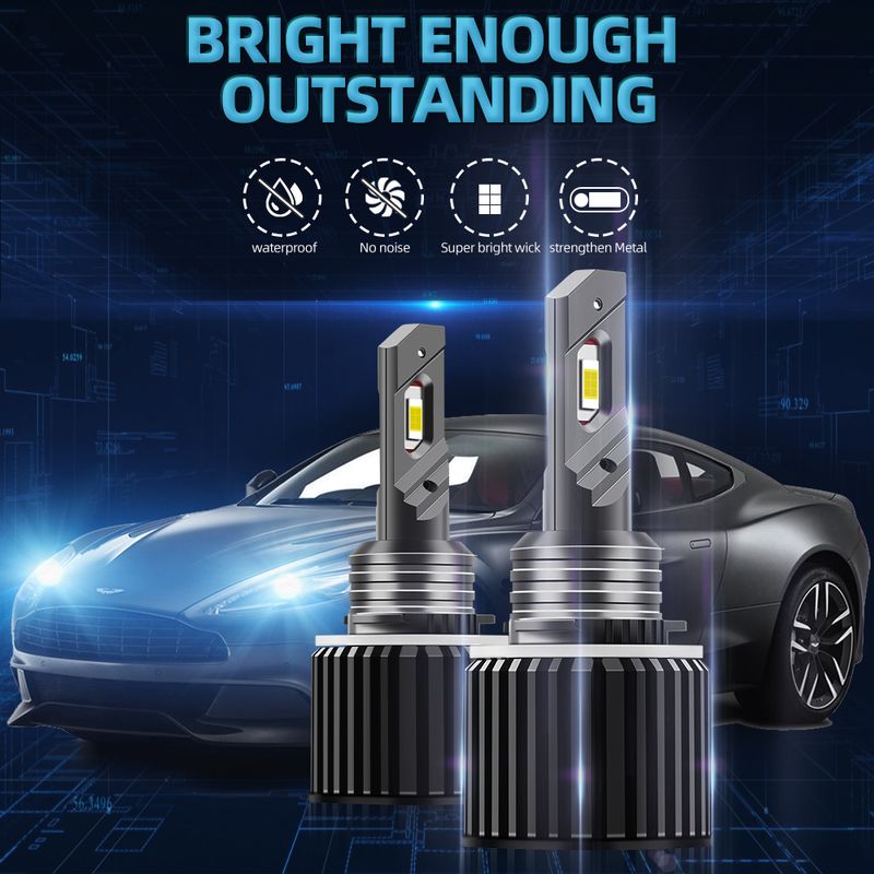 2Pcs Turbo H15 Led Bulbs 80W 40000Lm DC12V Csp Super Bright Auto Lights High Quality LED Car For Vw Golf Audi Kia_voghion.com