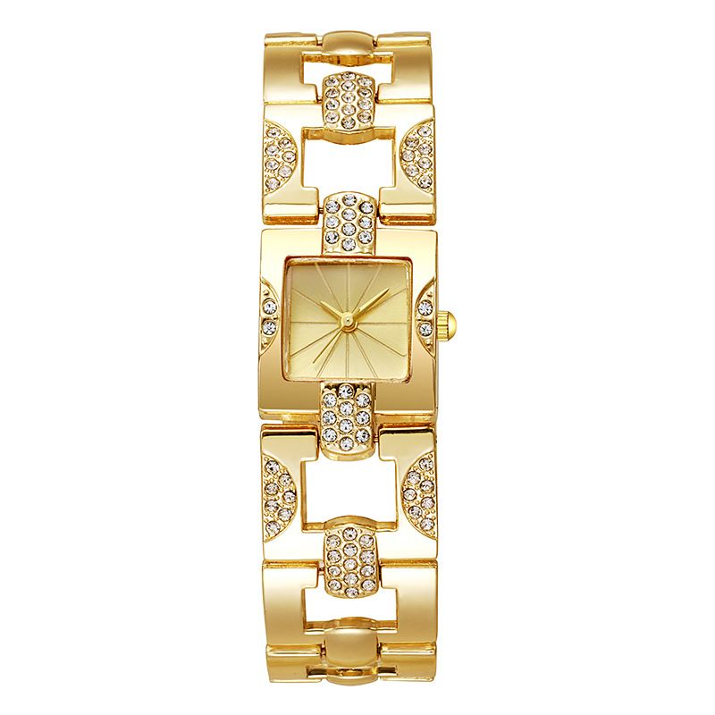 Nuovo set di lega temperamento braccialetto quadrato chiodo completo inglese orologio da donna striscia di acciaio_voghion.com