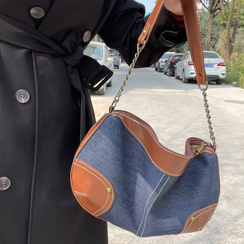 2024, famoso nuovo denim a forma di gnocco sotto le ascelle con uno stile dolce e fresco, borsa a tracolla singola per donna_voghion.com