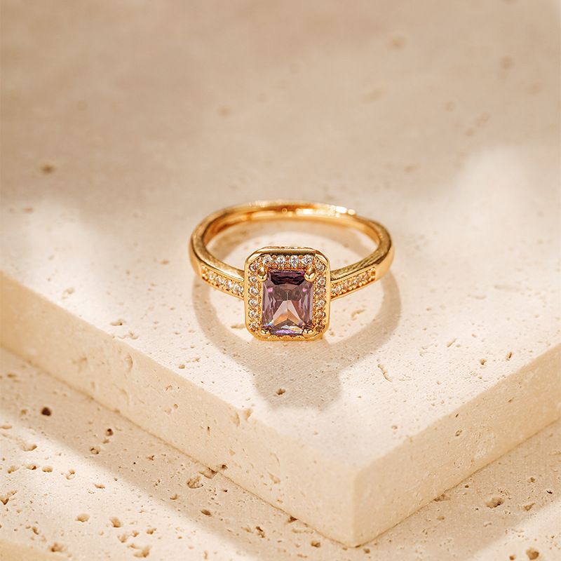 Anello di lusso leggero in zircone, vero oro galvanizzato, colore che preserva la trama del metallo, anello retrò francese, temperamento attivo, anello turchese_voghion.com