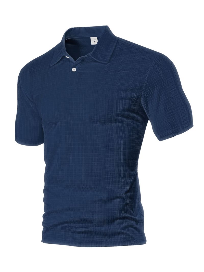 Herren Poloshirt, Sommer, einfarbig, kurzärmelig, Polyester, kleines quadratisches Revers_voghion.com