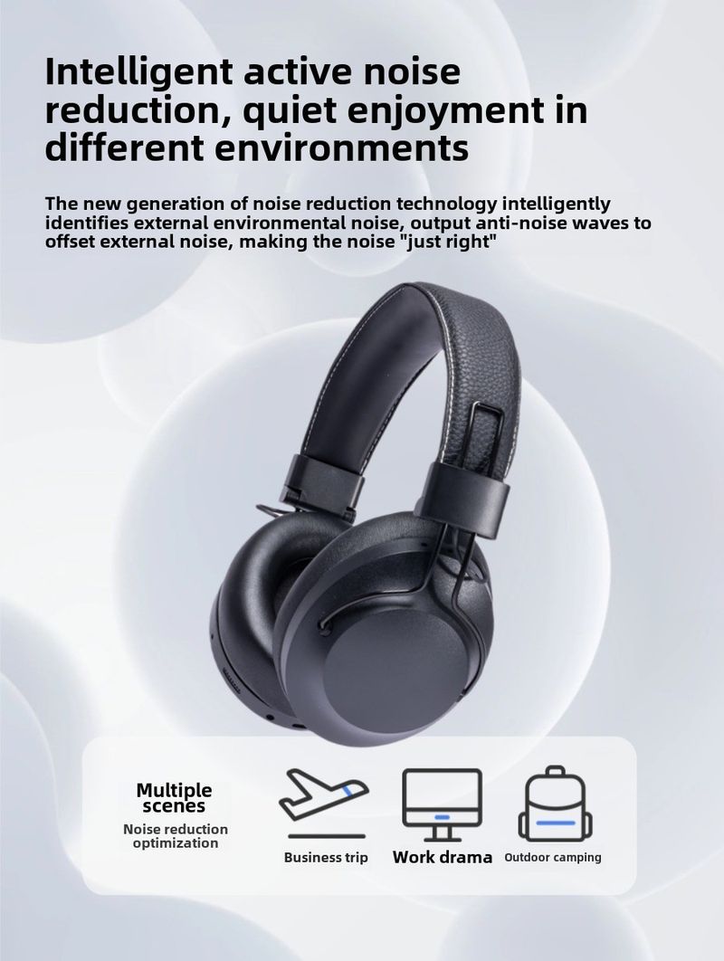 Sammenleggbart bærbart hodesett Nytt multifunksjonelt trådløst Bluetooth Superlang batterilevetid Selvstøyreduserende hodesett_voghion.com