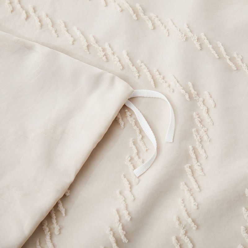 Weiches Flanell-Bettwäscheset mit geometrischem Wellenmuster in Beige, 3-teiliger Bettbezug im skandinavischen Stil mit Spannbettlaken, mehrere Größen, gemütliches Wohndekor_voghion.com