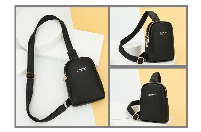 Baellerry new women's chest bag style fashion double zipper messenger bag simple and versatile mobile phone bag wholesale_voghion.com