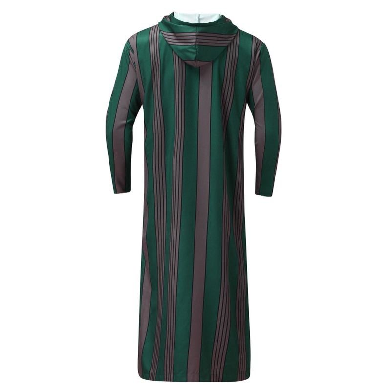 Loose Oversized Men's Long Hooded Jumpsuit With Striped Printed Muslim Robe_voghion.com