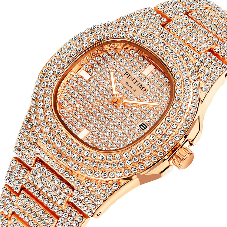 Stahlbanduhr Patek Diamantbesetzte Gypsophila Herren- und Damenuhren Kalender Quarzuhren Europäische und amerikanische beliebte Uhren Großhandel_voghion.com