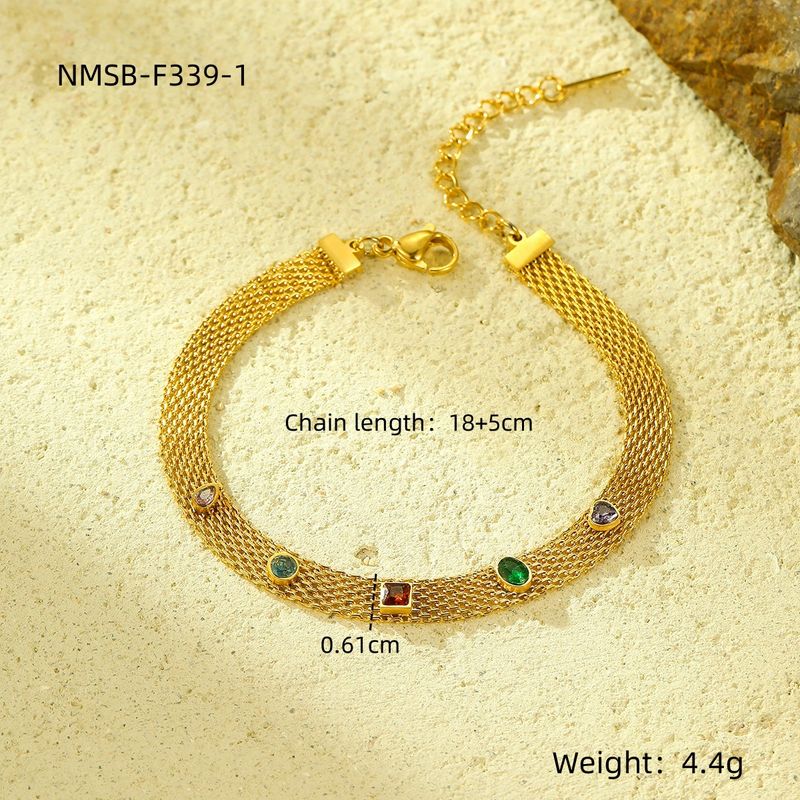 Pulsera de acero de titanio para mujer INS, chapada en oro de 18 quilates, con incrustaciones de circonitas, elegante y versátil, ideal para apilar._voghion.com