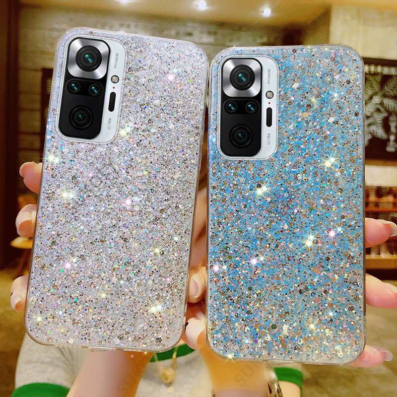 For Xiaomi Redmi Note 10 Pro Case Note 9 8 7 Pro 10S 9S 9A 9C Bling Glitter Cover Xiaomi Poco X3 F2 M3 Pro F3 Mi 11 Lite_voghion.com