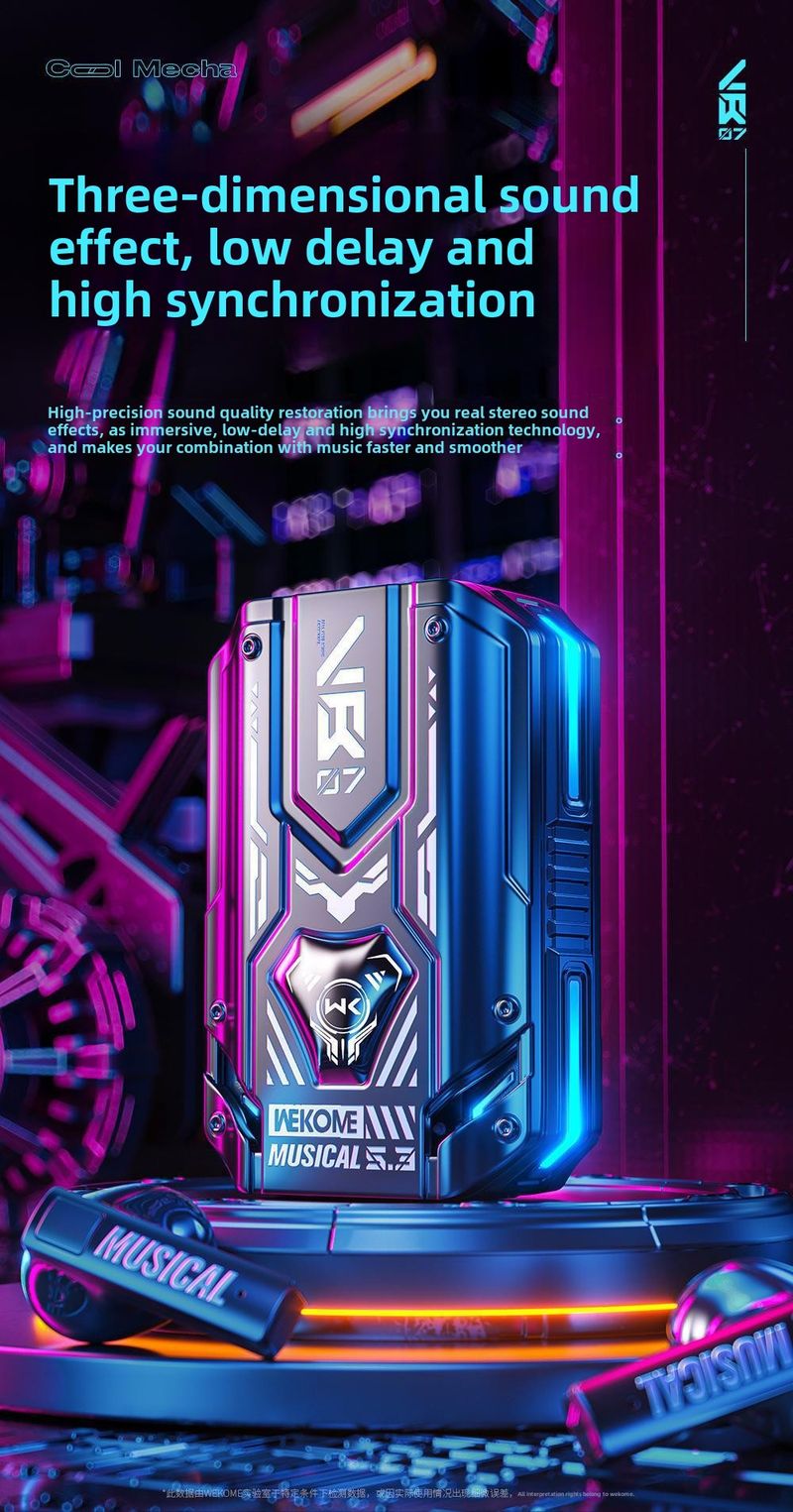 WEKOME Mechanical Armor Wireless Earphones: 20H Playtime, Noise-Free Calls For Gaming, Fitness & On-the-Go_voghion.com