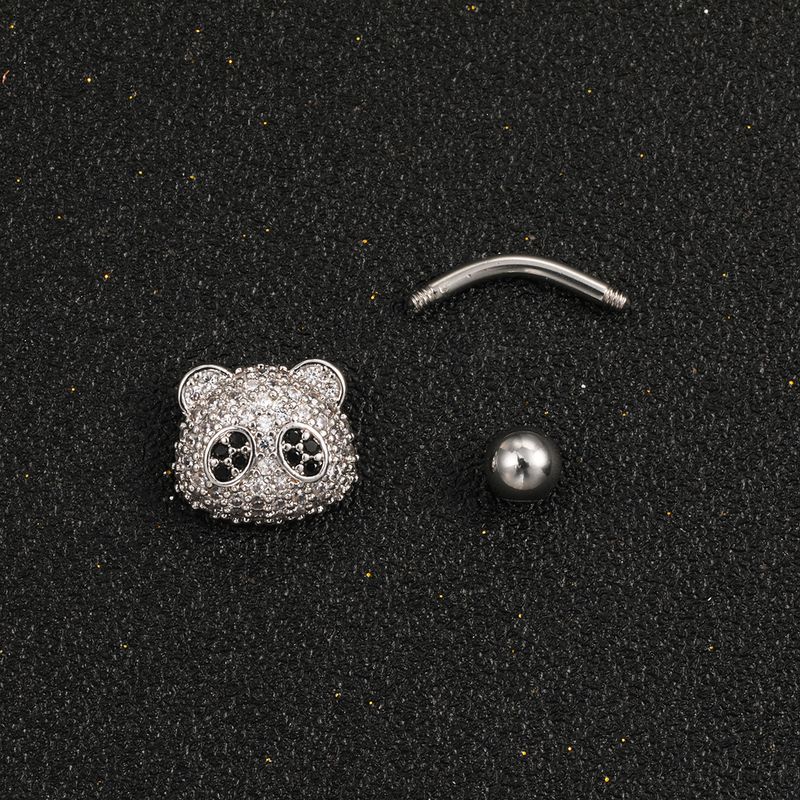 Piercing de umbigo com diamante de panda - Joia de piercing corporal com animal fofo (design de personalidade moderno, hipoalergênico)_voghion.com