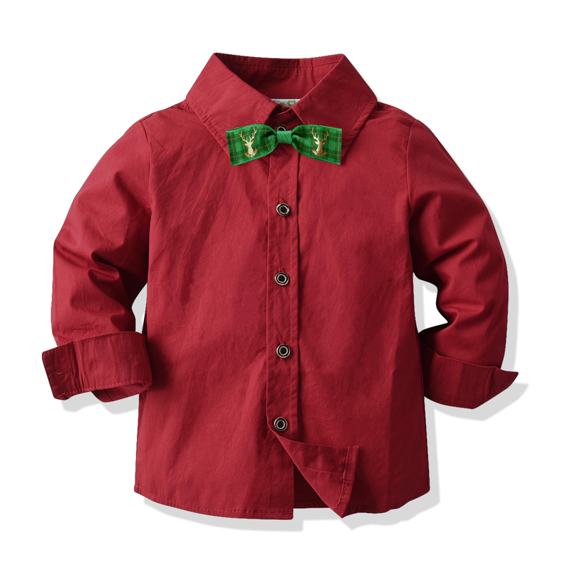 Children's Christmas Shirt Boy Baby Children's Spring And Autumn Long Sleeve Shirt Cardigan Base Shirt_voghion.com