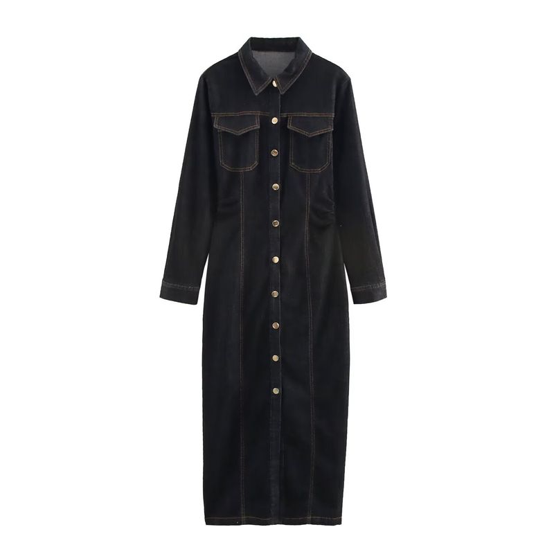 Wiosna 2025 Nowa damska sukienka midi z jeansu w stylu ulicznym, elegancka, modna, W025 11171_voghion.com