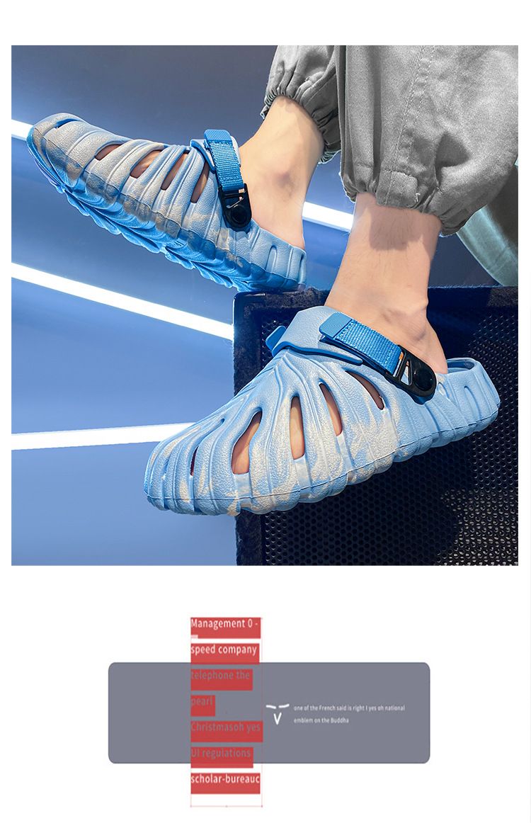 Scarpe da uomo con buchi, coppia di sandali da casa, da indossare all'aperto, suola morbida, traspiranti, leggere, da spiaggia, per uomo_voghion.com