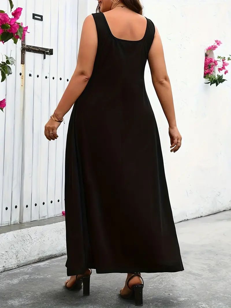 Plus Size Women's Clothing Slimming Solid Color Vest Skirt Fat Mm Bottom Knitted Dress Female_voghion.com