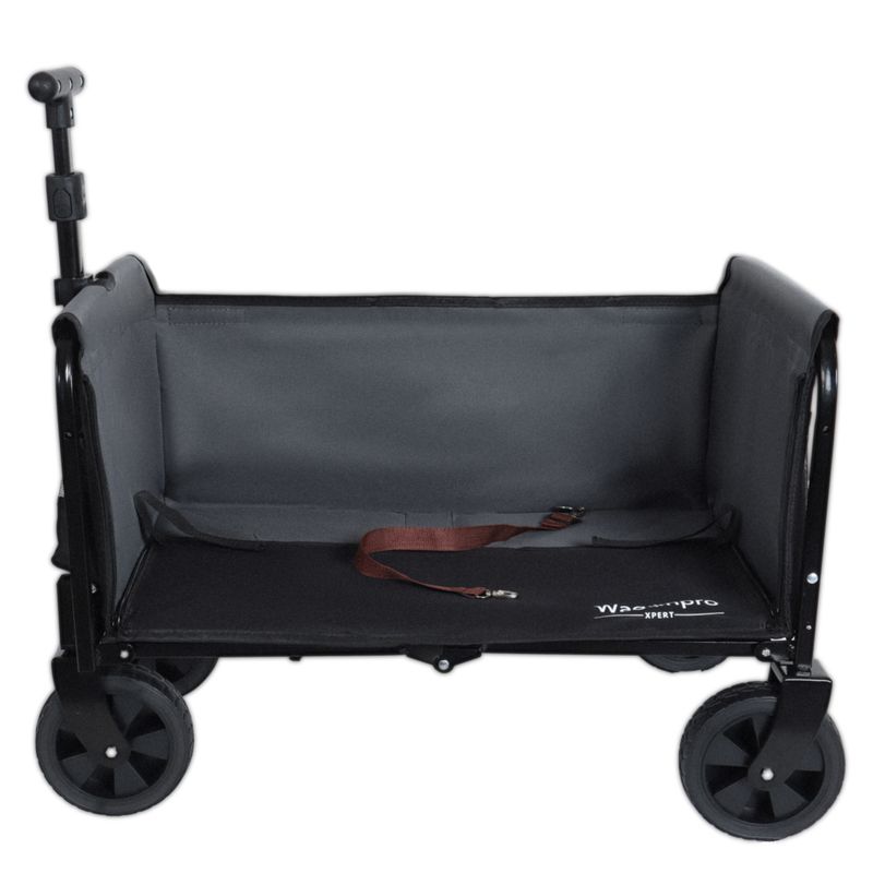 All-in-One Convertible Folding Camping Wagon Cart: Bench Seat, Storage Compartment & Included Dog Tether, Black/Gray_voghion.com
